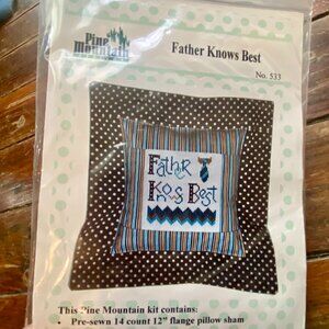 Pine Mountain Designs Father Knows Best #533 Cross Stitch Pillow Sham Kit NEW